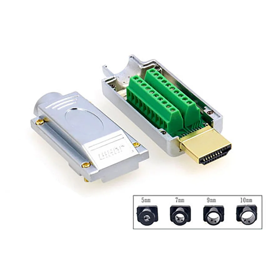 1pc HDMI Compatible 2.0 Connector Modular Solderless/Solder Male Connection Terminals Computer TV Video Plug With Housing