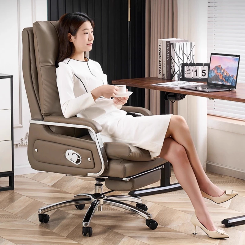 

Office Furniture Stool Wheels Ergonomic Chair Leather Leg Rest Computer Individual Armchair Player Silla De Escritorio Relaxing