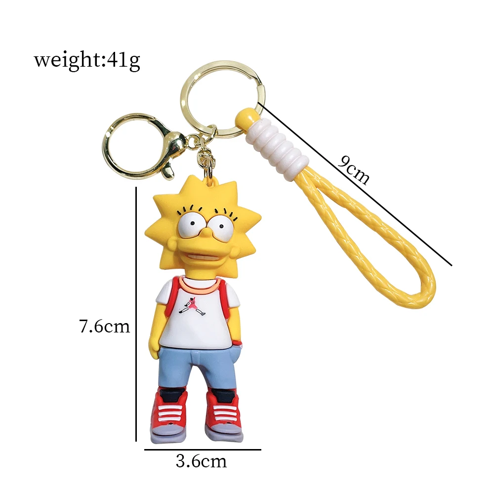 Disney Simpsons Keychain Cartoon Action FigureKey Chain Baby Pendant Couples Fashion CarAccessories Gifts Keyring Cute