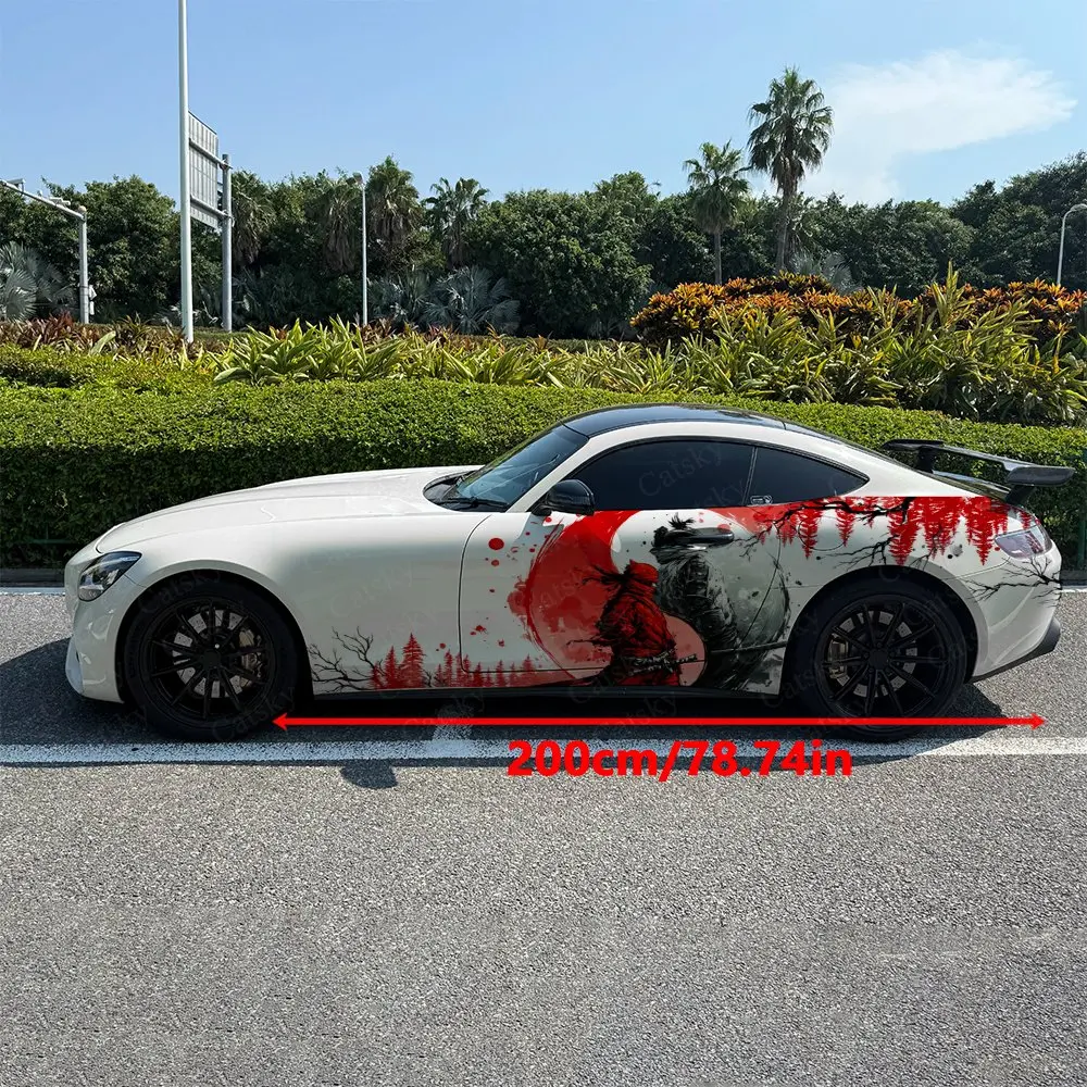 2pcs Twin Samurai Yin Yang Koi, Durable, Fade-resistant, Enhance Vehicle Aesthetics With Bold Artistic Design Car Vinyl Wraps