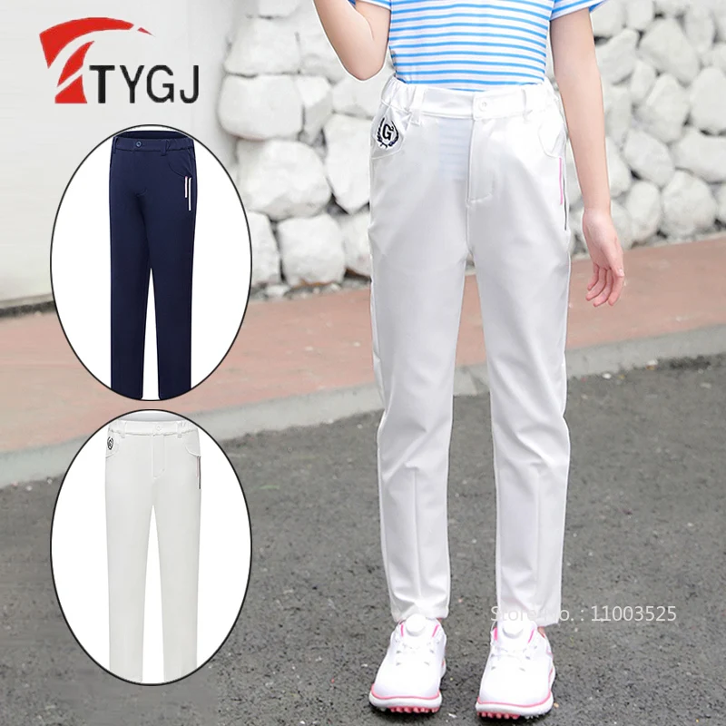 

TTYGJ Children Golf Pants Girls Elastic Band Long Pants Boys High-Waist Soft Trousers Kids Skin-Friendly Casual Trousers