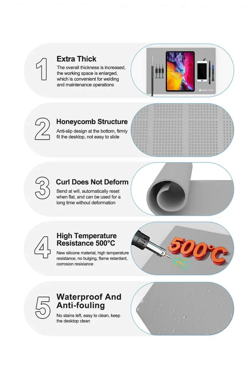 

SUNSHINE SS-004F 500*350 мм большая силиконовая изоляционная прокладка термостойкий рабочий коврик для ремонта электронного телефона ноутбука паяльный коврик