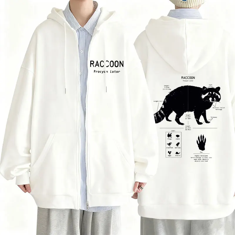 

Raccoon Anatomy Funny Meme Graphic Zipper Hoodie Men Women Casual Vintage Zip Up Hoodies Coat Men's Fashion Oversized Streetwear