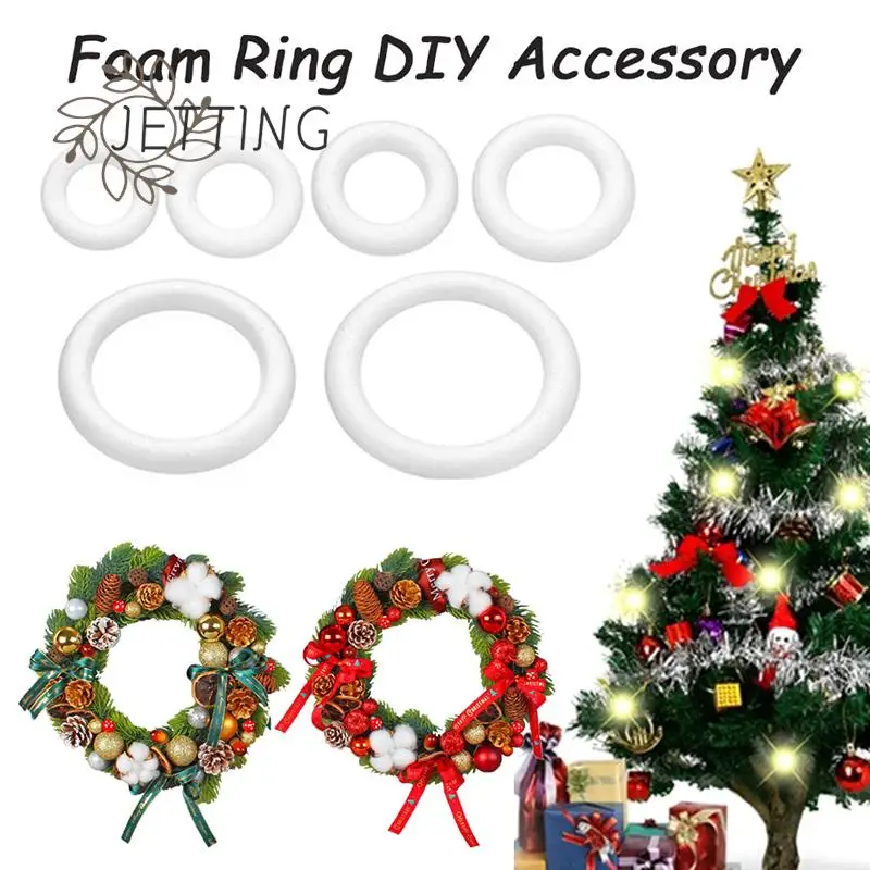 1pcs Polystyrene Foam Wreath Ring Christmas Wreath For DIY Christmas Natal Kids Painted Wedding Party Flower Garland Decor