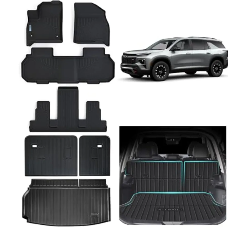 

Коврики для пола и багажника для НОВОГО Chevrolet Traverse 2024-2025 (7 мест, 2 ряда сидений, 3 ряда сидений) из TPE, всепогодная защита
