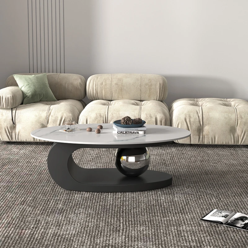 

Modern Design Side Table Ornaments Oval Aesthetic Marble Acrylic Side Table Black Center Mesa Auxiliar Salon Home Furniture