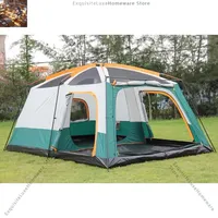 8-10 people family tent large space two bedrooms one living room outdoor camping tent double rainproof tent