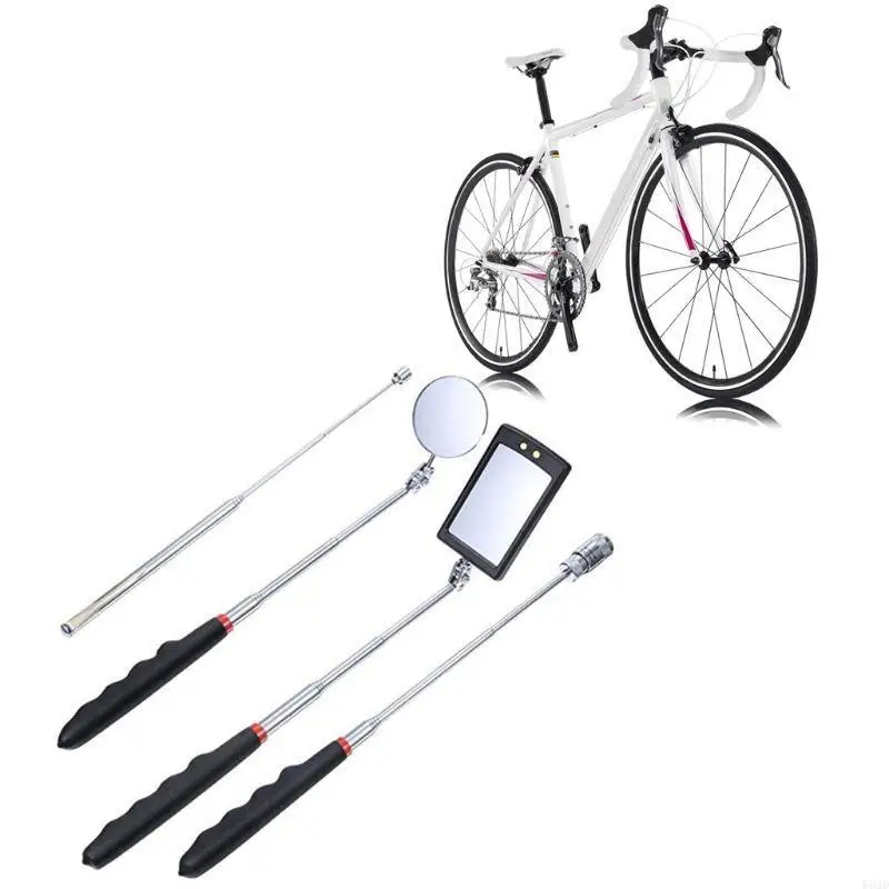 

R53D 4PCS Auto Repair Detector Mirror с четырьмя частями многонаправленного складного телескопического светодиодного светодиода.