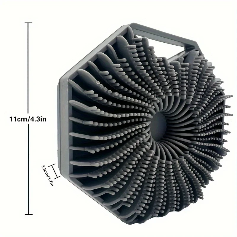 다각형 실리콘 샤워 브러시, 휴대용 피부 클렌징, 두피 마사지, 각질 제거, 보습 및 보습 샤워 도구