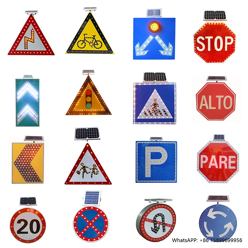 

Solar Panel Safety Warning Traffic Sign and Signal LED Flashing Lights Stop for Pedestrian in Crosswalk Sign LED Road Stop Sign