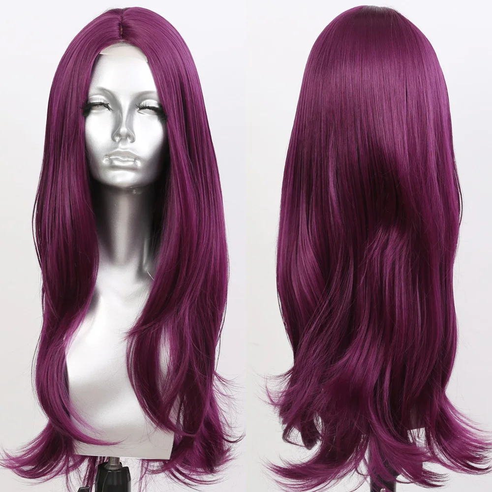 Sivir Synthetic Lace 24inch Long Straight/Wavy Wigs For  Women  Purple/Red/Pink Colors  Hair Daily/Party  High Temperature Fiber