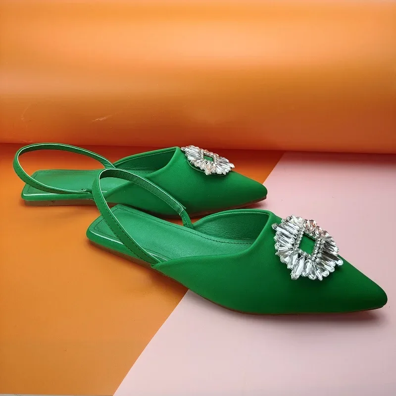 Summer 2025 Women Sandals Fashion Crystal Flats Shoes Woman Mules Slip-On Zapatos De Mujer Casual High Quality Lady Shoes Women