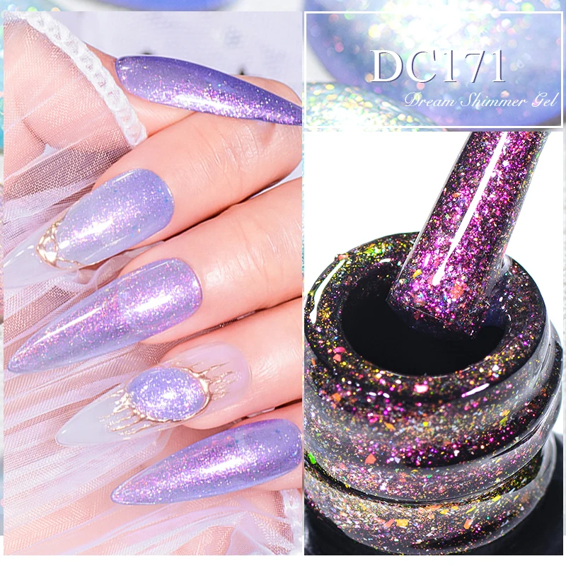 Mtssii Dream Color Glitter Nail Gel Polish 7ml Shimmer Pearlescent Gel Coat Function Glitter Soak Off Nail Art UV Gel Varnish