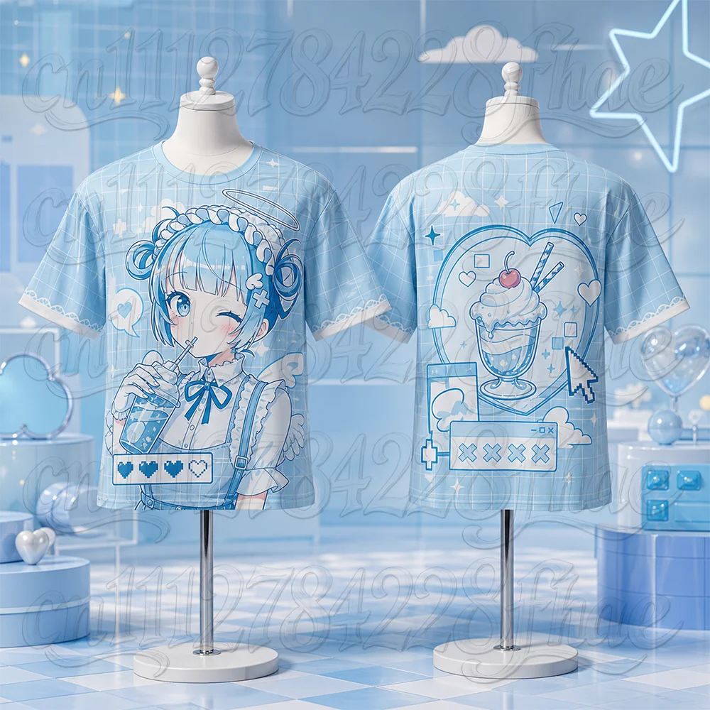 Unisex Japanisches Anime 3D-Druck T-Shirt Atmungsaktiv Schnelltrocknend Lässig Modisch Eltern-Kind-Partnerlook Niedliches Design – Detail 6