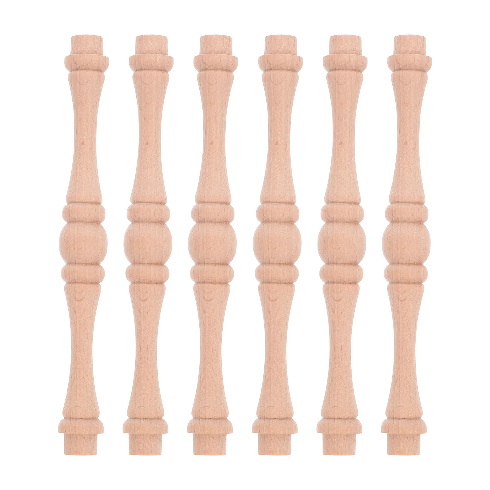 6 Peças de Balaústres de Madeira Maciça Não Acabados para Artesanato, Armários de Vinho, Corrimãos Decorativos de Cozinha, Escadas e Corrimãos de Deck Interno