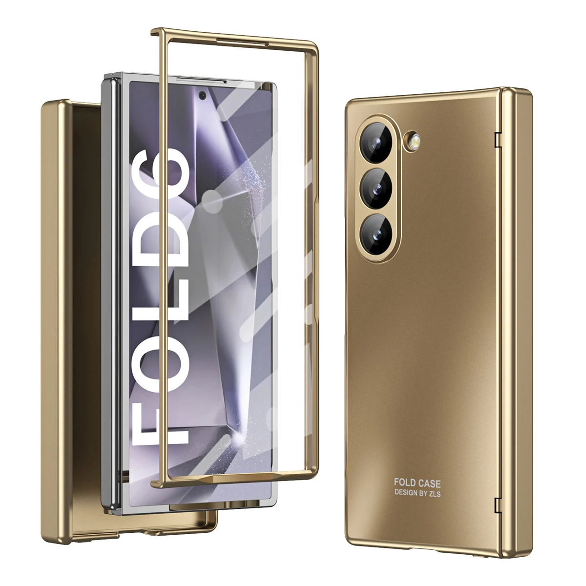 

Electroplated Finish with Gold Logo Hinge & Camera Lens Protection Tempered Glass for Samsung Z Fold 7 6 5 4 3 Shockproof Cover