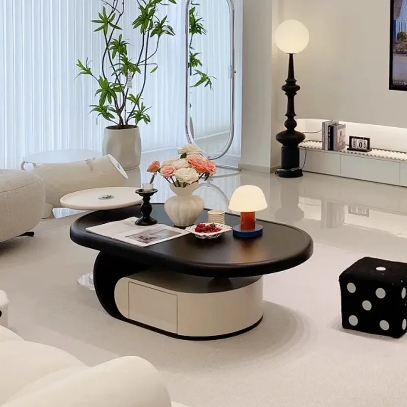 Italian Chic Coffee Table Classic Aesthetic Premium Textured Coffee Table Graceful Practical Meuble Maison Living Room Furniture