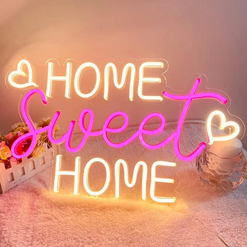 Home Sweet Home Neon Sign LED Room Wall Decor USB Powered Hanging Acrylic For Bedroom Kids Room Party Festival Birthday Gifts