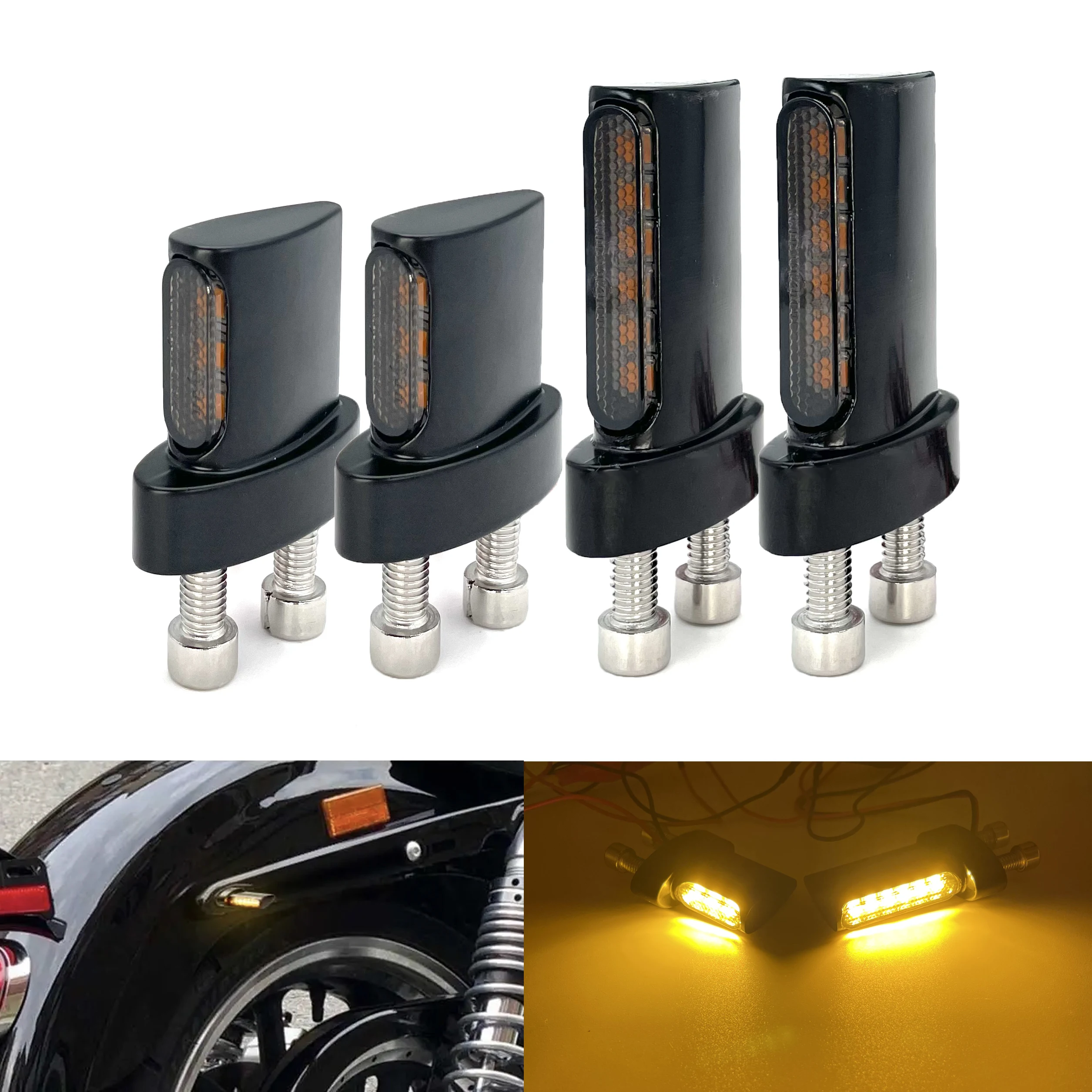 2pcs Motorcycle Indicators Mini LED Turn Signal Light flasher Amber signal lamp Blinker Black/Chrome intermitentes moto