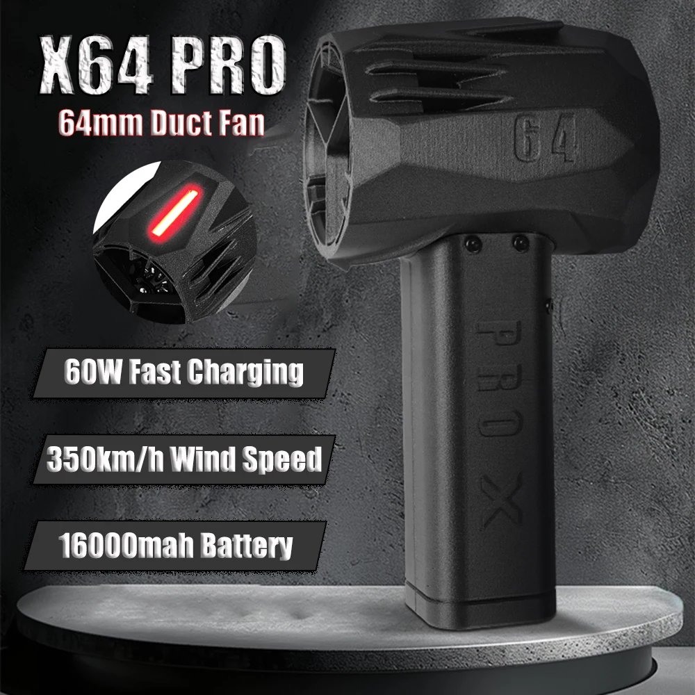 Mini X64 PRO Violent Blower Handheld Turbo Jet Fan Brushless Motor High Power Duct Fan Turbo Fan Thrust 1500G Wind Speed 350km/h