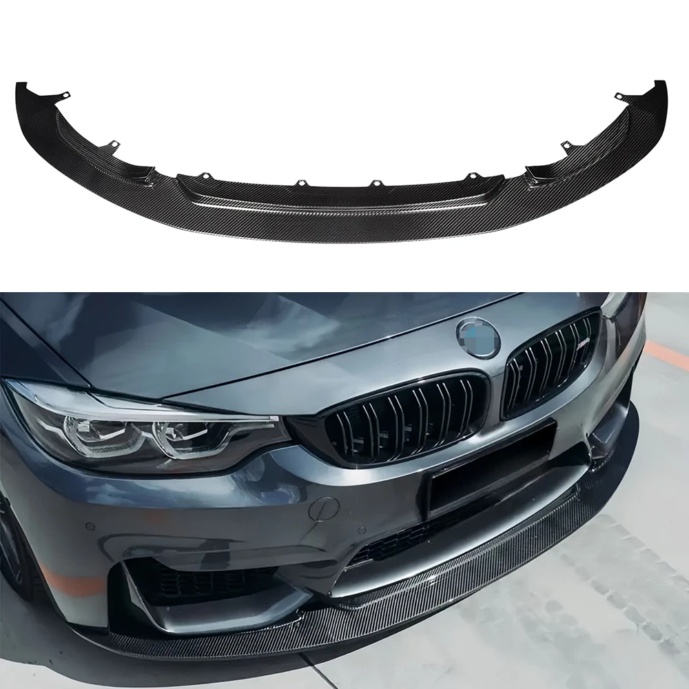 New Real Carbon Fiber for Style Front Lip Spoiler Bumper with High Polished Surface and Bolt-On for 15-20 for F80 M3 F82 F83 M4