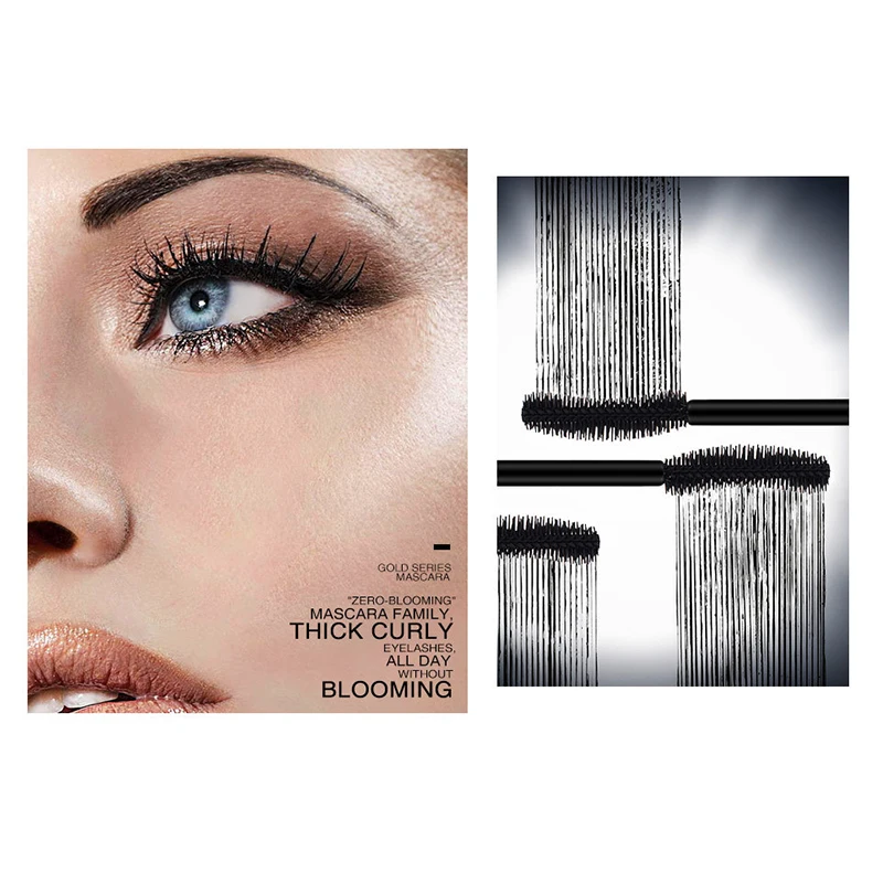 Mascara 3D waterproof, extension de cils noirs, brosse pour les yeux, maquillage de beauté, longue tenue, couleur or