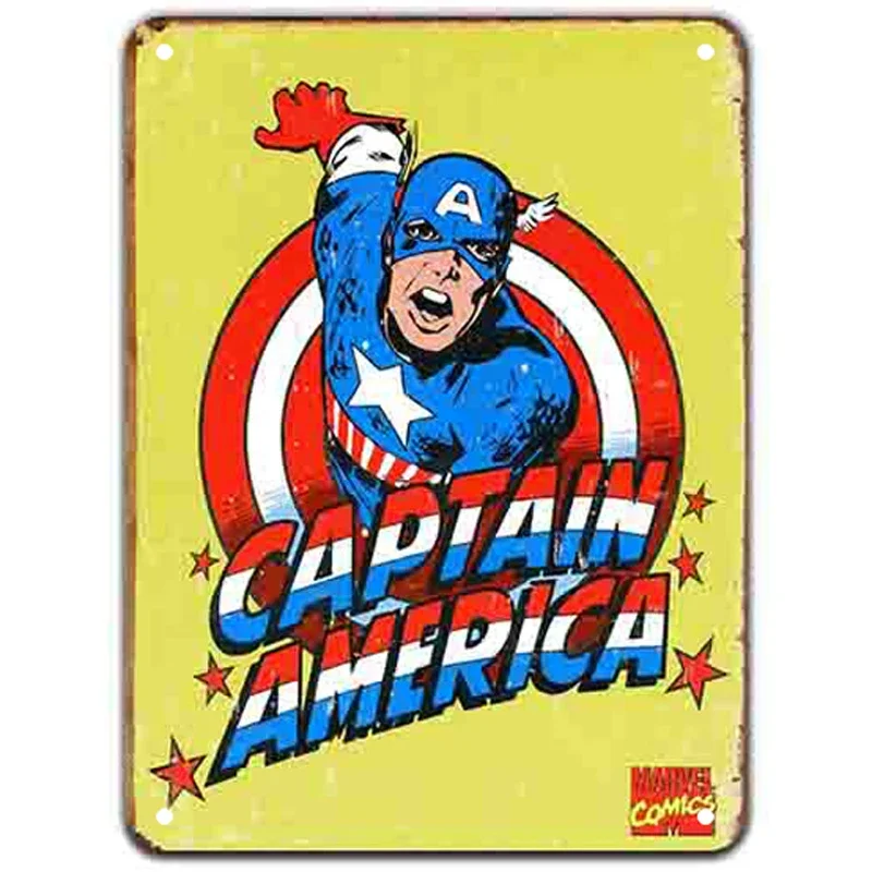 Marvel Movie Clip ​Tin Signs Plate The Avengers Captain America Posters Art Cafe Vintage Metal Painting Wall Plaque Home Decor