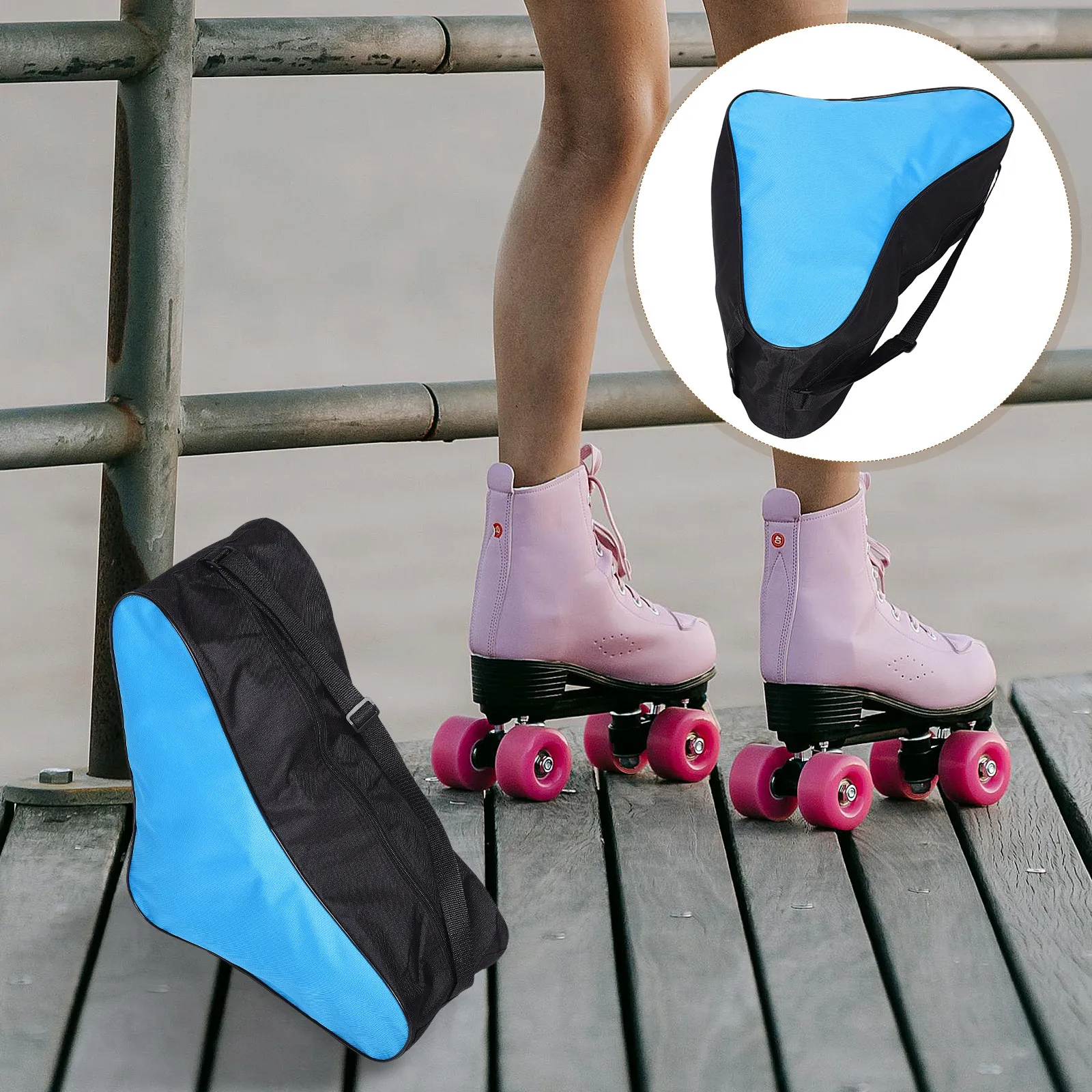 

Roller Skate Bag Large Capacity Lightweight Durable Skating Storage Pouch Adjustable Strap For Multifunctional