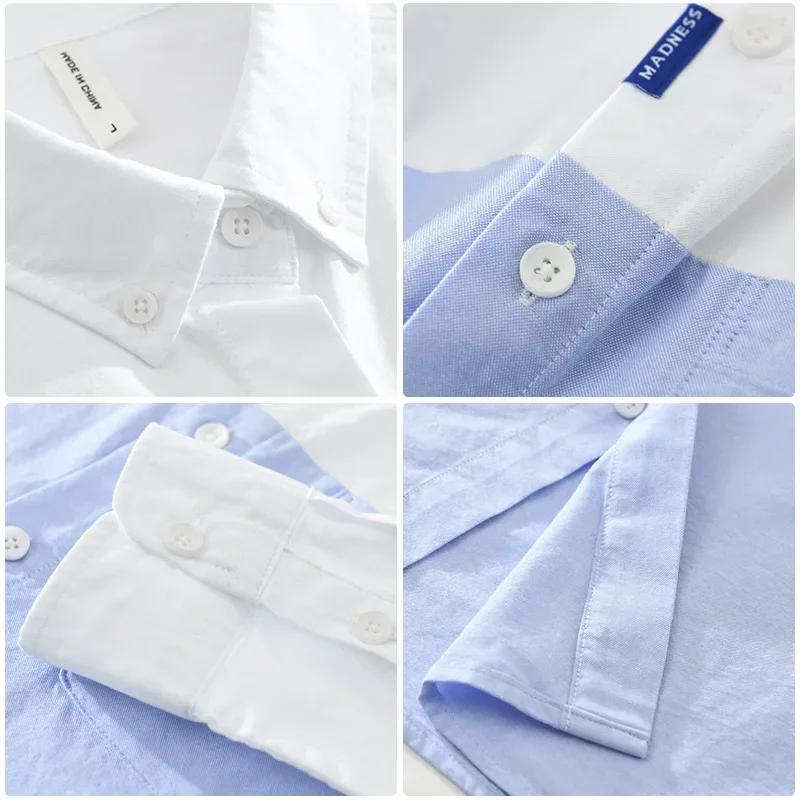 2025 جديد رجل قميص طويل الأكمام ربيع الخريف الشارع المرقعة مصمم قميص عادية القطن الخالص رجل بلايز قمصان الموضة الكورية