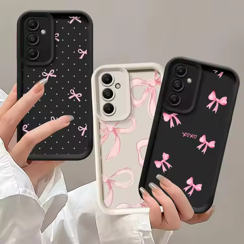 Phone case for Samsung Galaxy A55 A52 A33 cases A24 A15 A12 A23 A22 5G A54 A52s A53 A14 funda Cover Cool Luxury Red Cartoon Bow
