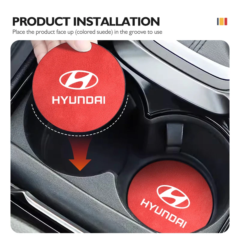 Car Coasters Water Cup Slot Non-Slip Mat Shockproof Pad For Hyundai Tucson IX35 I30 I20 Kona Coupe Veloster I40 Getz