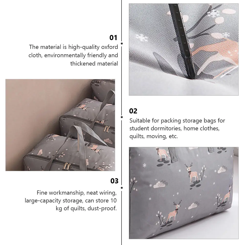 

High Quality Oxford Cloth Quilt Storage Bag 10kg Dustproof Waterproof Moving Packing Pouch Grey Clothing ganizer for Home