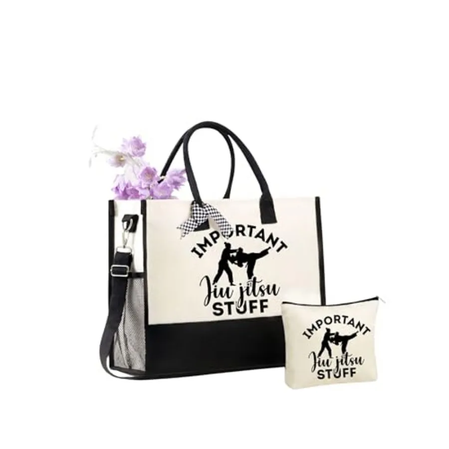 

Jiu Jitsu Gifts for Women, Important Jiu-jitsu Stuff, Canvas Tote Bag for Daughters, Grand Daughters, Aunt, Bag with Top Zipper