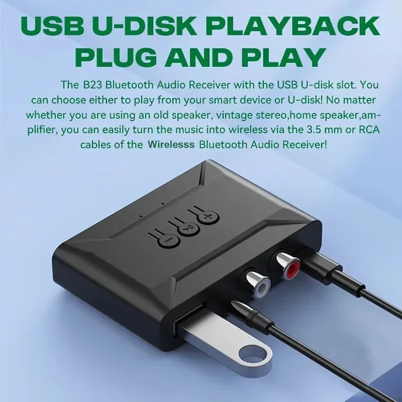 بلوتوث 5.4 استقبال الصوت U القرص RCA 3.5 مللي متر AUX USB ستيريو الموسيقى محول لاسلكي مع هيئة التصنيع العسكري لمجموعة السيارة السلكية المتكلم مكبر للصوت