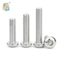 10 pcs/lot M2 M2.5 M3 M4 M5 M6 M8 304 Stainless Steel Hexagon Hex Socket Button Head Screw Bolts Round Flat Head Screw Standoff