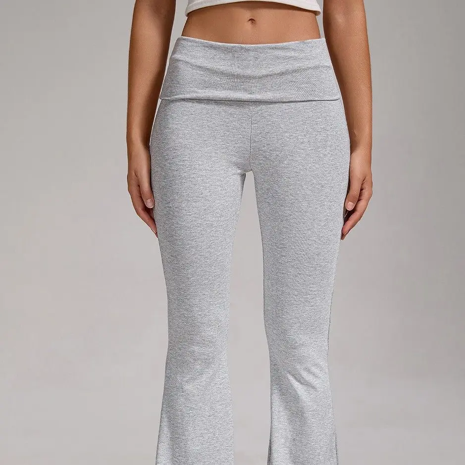 Fitn اليوغا السراويل الطويلة المرأة منخفضة الخصر جرس بوت السراويل الرياضية غير رسمية الوجه الخصر مايكرو مضيئة قاعدة طبقة السراويل