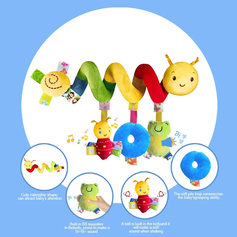 طفل معلق مقعد السيارة اللعب أفخم السرير لف لعبة لينة مع BB squeaker و خشخيشات الأطفال لعبة الوليد 0 3 6 12 شهرا دمية الهدايا