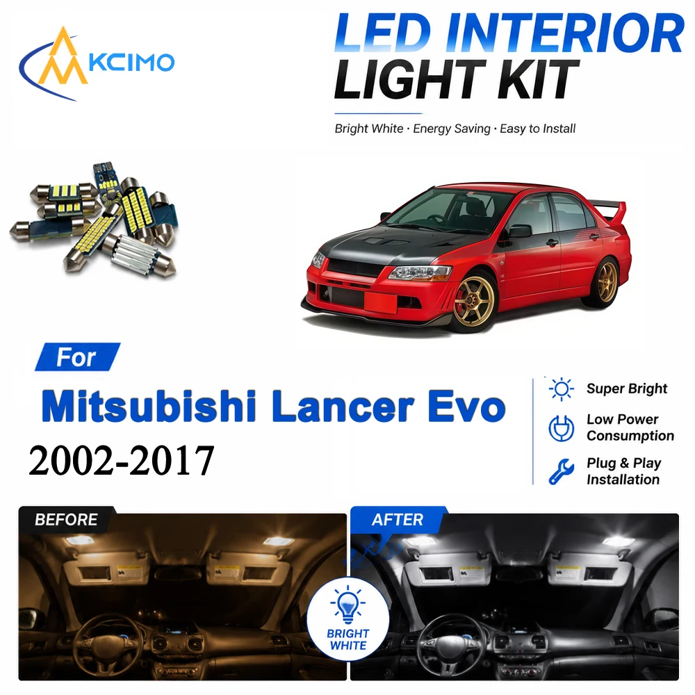 No Error Interior Light Kit For Mitsubishi Lancer Evo Evolution 7 8 9 10 VII VIII IX X 2002-2017 White/ Blue LED Bulb Super