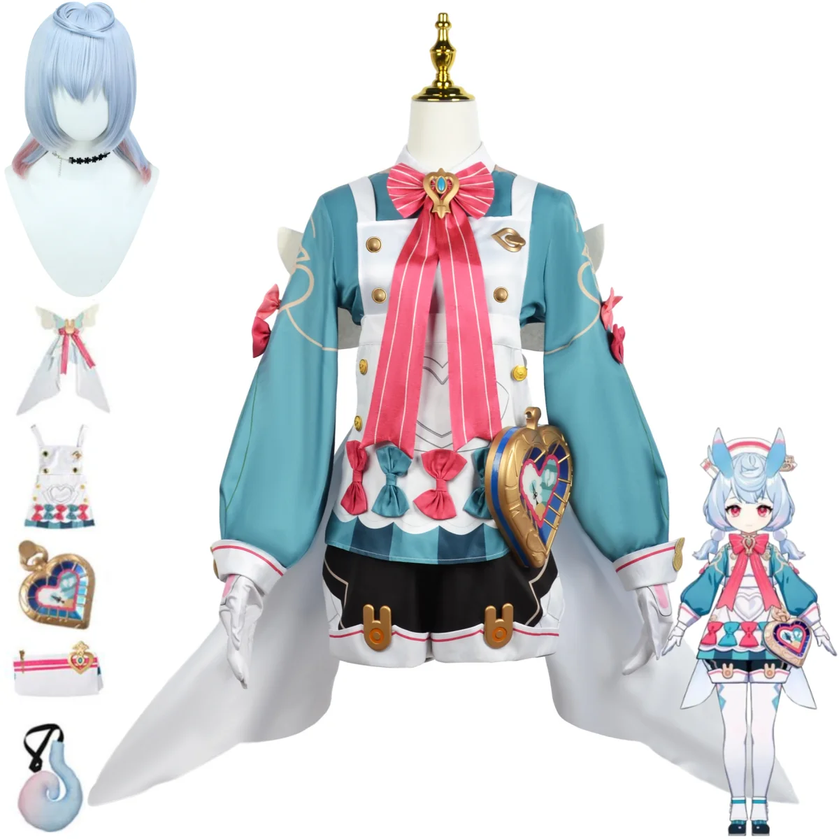 Game Genshin Impact Sigewinne Cosplay Costume Fortress of Meropide Anime Maid Attire Lolita Wig Woman Kawaii Birthday Party Suit