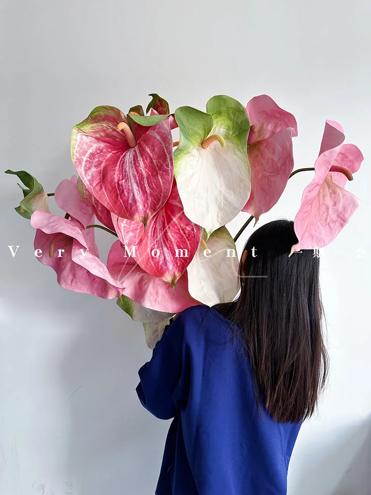 

Giant Simulated Anzu Flower Red Anthurium White Anthurium Pink Anthurium Shooting Props Floral Home Decoration Items