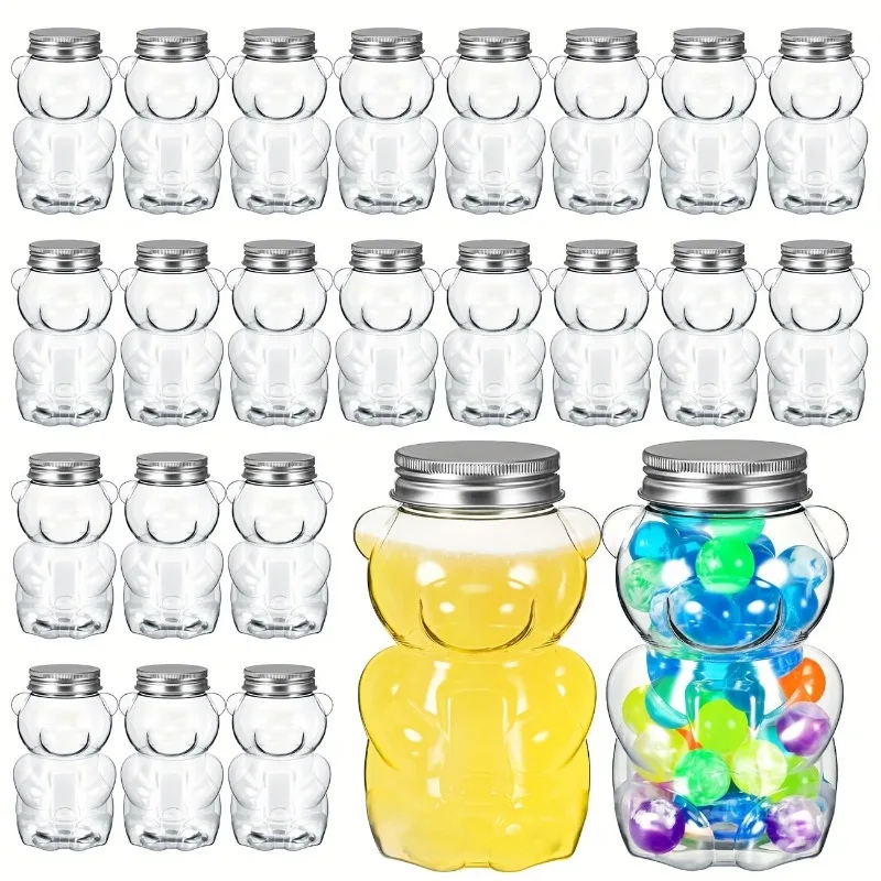 Bear Plastic Jar Empty Bear Shaped Bottle Large Capacity Candy Milk Tea Drinks Container for Making Candy Gifts DIY Decoration