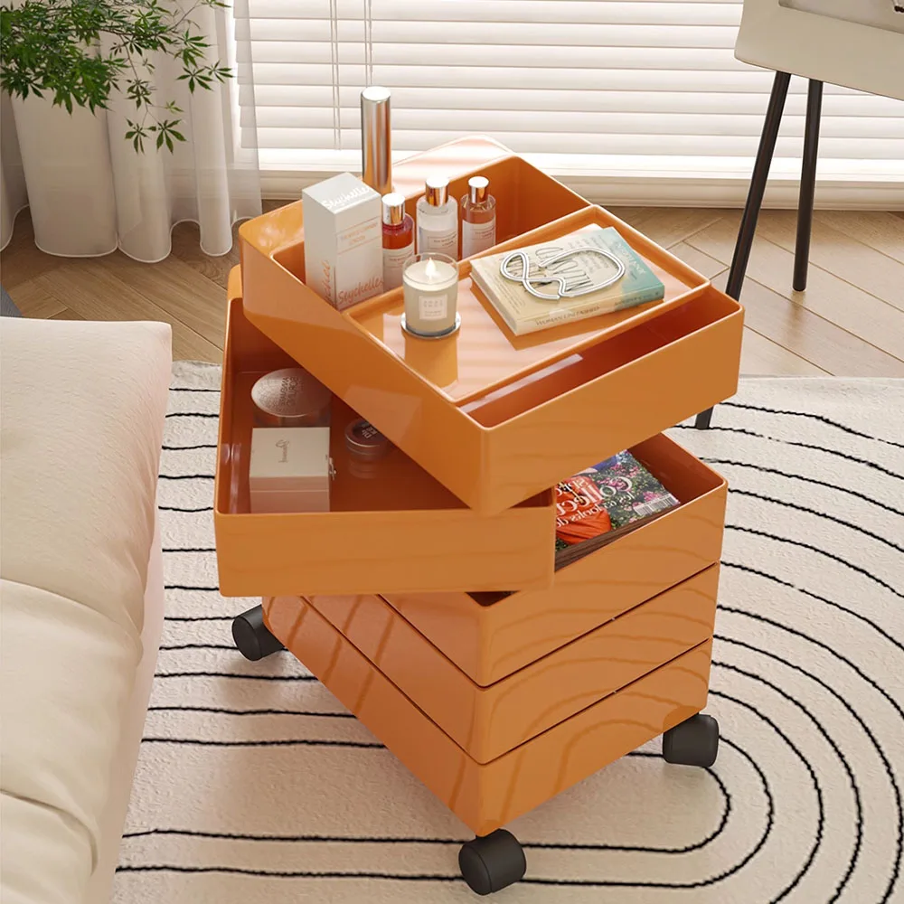 Swivel Cabinet Storage  Nordic Cream Style Nightstands for Home Storage Bedside Tables Multi-functional  Storage Container