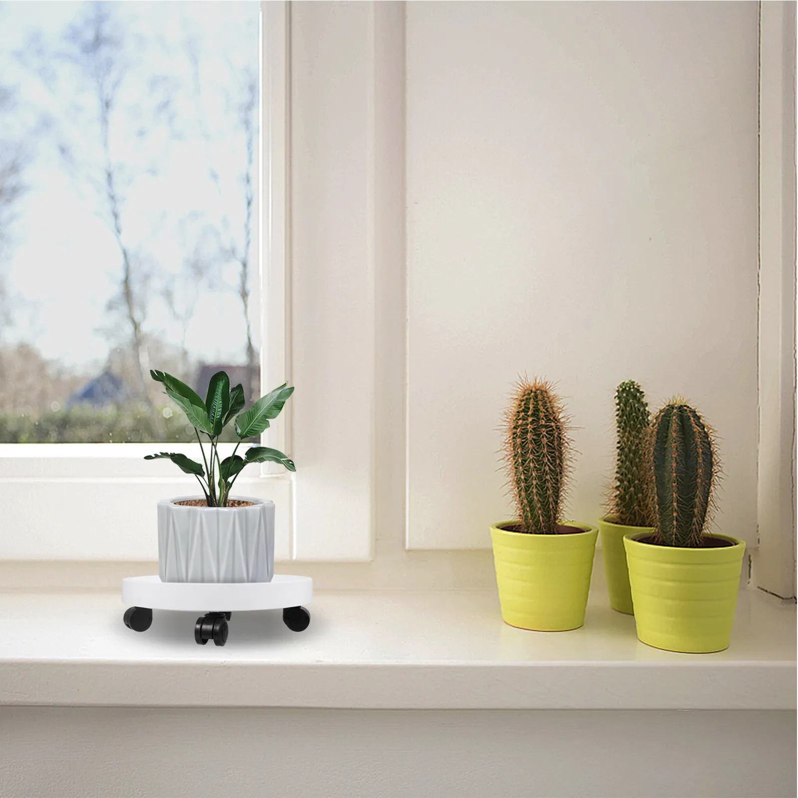 Heavy Duty Thickened Flower Pot Tray with Smooth Universal Casters for Easy Moving Heavy Potted Plants on Hardwood Floors
