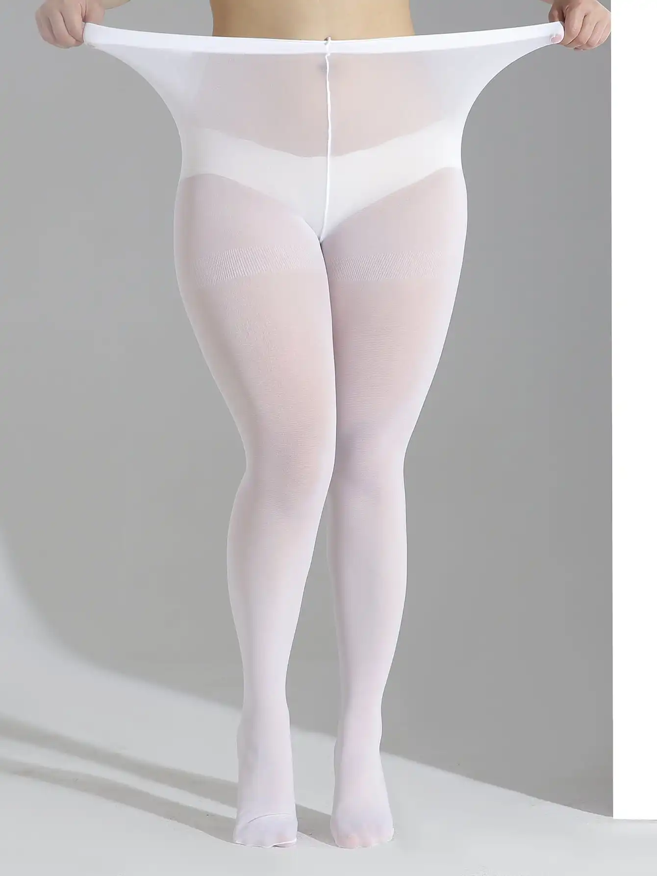 

One set of white flat oversized women's pantyhose