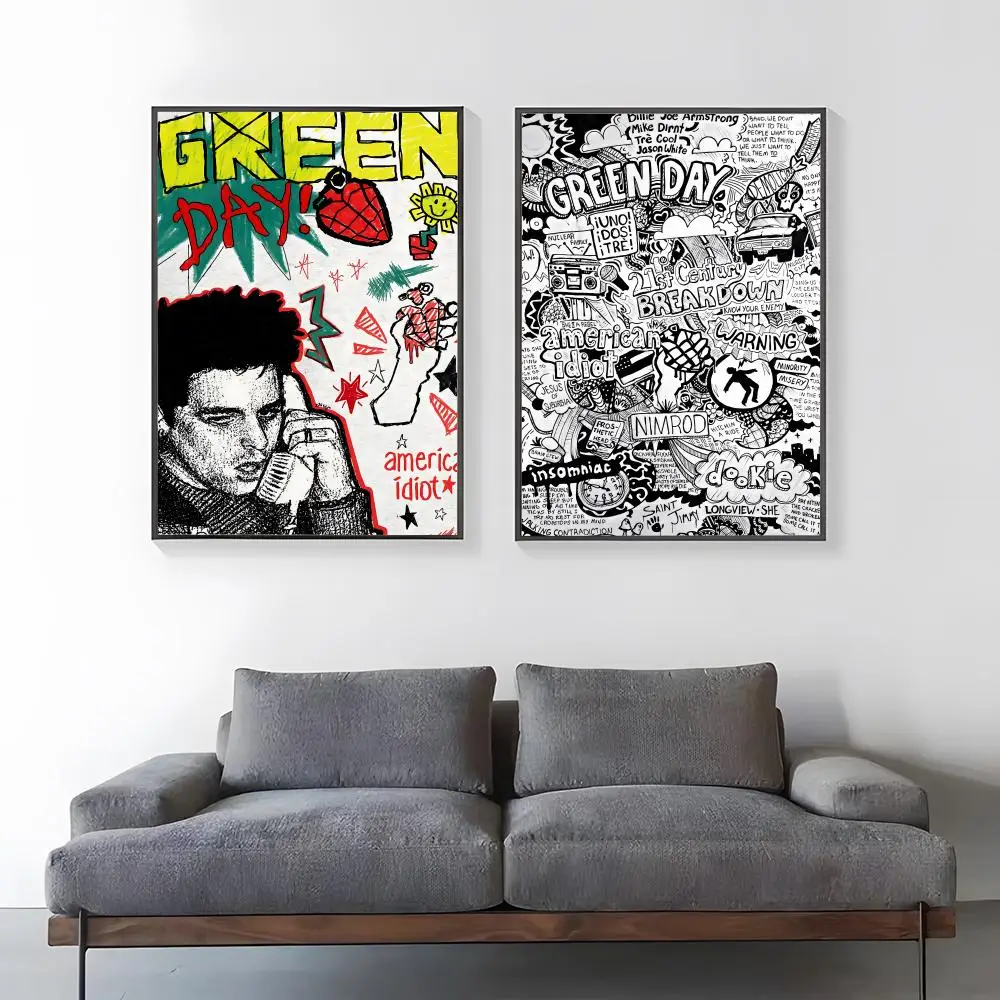 Affiche musicale du groupe de rock Green Day, impression sur papier HD, décoration artistique pour la maison, le salon, la chambre à coucher, l'entrée, le bar, le café