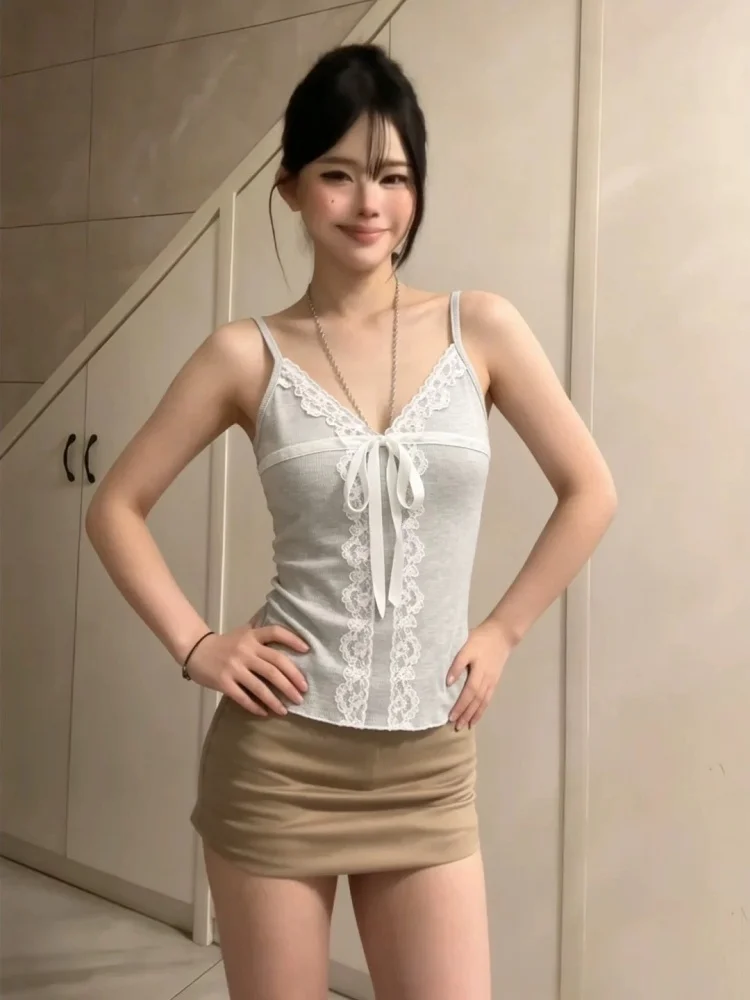 Lace Camisole Tank Top Women's 95 Cotton Spring Summer New plus Size Slim Fit Inner Wear Outer Wear Base Shirt