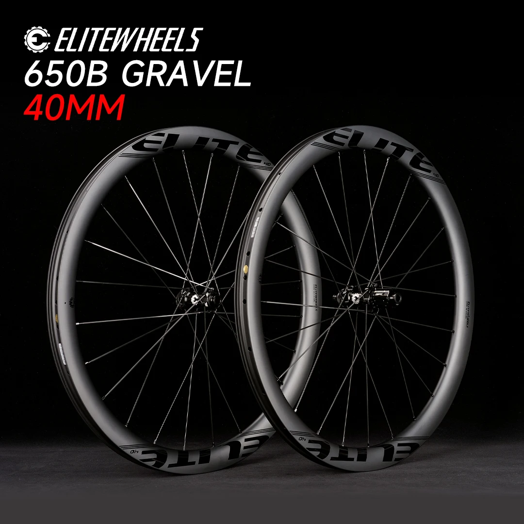 

ELITEWHEELS 650B Gravel Wheelset Road Disc Carbon Wheels Tubeless Ready Ceramic Bearing 40x32mm / Ratchet System