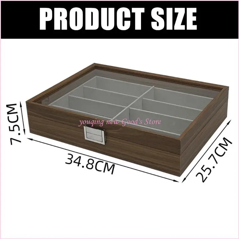 57QA High-End-Sonnenbrillen-Organizer-Schrank, Holzkonstruktion mit transparenter Oberseite – Detail 6