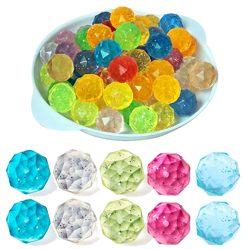 10/15/20PCS Random Color Bouncing Balls Creative Diamond Style Elastic BallsIndoor Outdoor Chasing Game Pet Interactive Prop ZYF