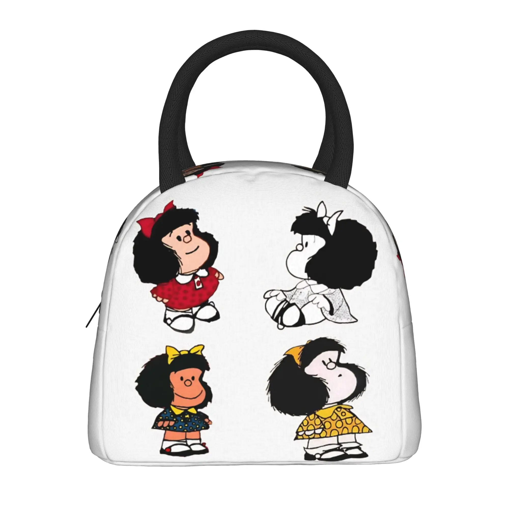 Funny Mafalda Quino Comic Lunch Bag Picnic Lunch Box For Girls Casual Graphic Thermal Tote Handbags Waterproof Cooler Bag